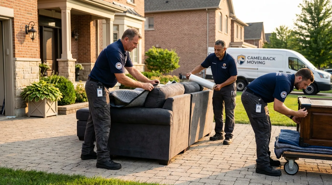 Large estate moving crew wrapping furniture in Mims, FL