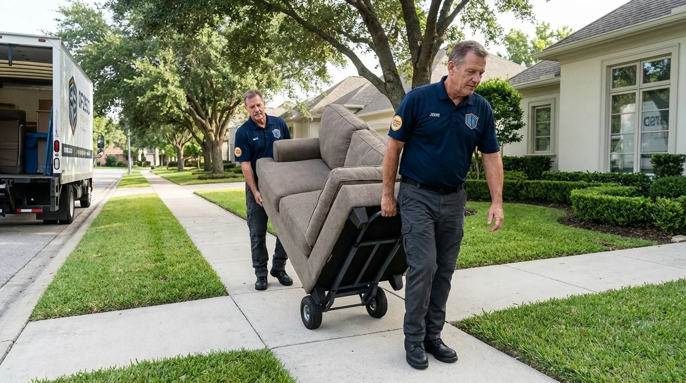 Local residential moving crew loading furniture in Mims, FL